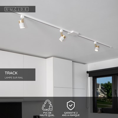 Lucide TRACK Alimentation - Système de rail monophasé / Éclairage sur rail - Simple - Blanc (Extension)